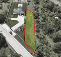 Aerial view of a residential plot in Nové Mesto nad Váhom, with nearby roads.