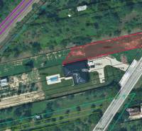 Aerial view of residential plots in Nové Mesto nad Váhom, by the road.