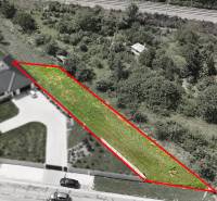 Lands - housing in Nové Mesto nad Váhom, highlighted with a red border, next to the railway.