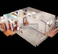A 3D floor plan for a 3-room apartment shows rooms with white walls and flooring.