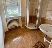A bathroom in a 3-room apartment with a corner shower and a window.