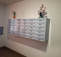 Mailboxes in a 3-room apartment decorated with flowers, creating a pleasant entrance area.