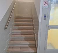Entrance to an apartment building with an elevator and staircase suitable for a 3-bedroom apartment.