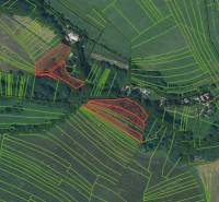 Agricultural and forest lands in Rudník displayed with marked parcels on a satellite map.