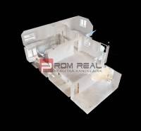 3D floor plan of a family house shows the rooms and layout.