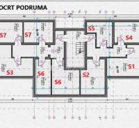 Floor plan of the underground spaces of a recreational apartment with labeled rooms S1 to S7.