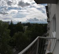 View from the balcony in Bratislava - Petržalka with a panorama of trees and sky.