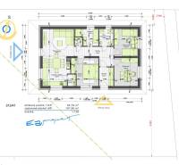 Floor plan of a single-story family house with the layout and orientation of the rooms.