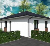 A family house in Western Slovakia with white plaster, surrounded by greenery and trees.