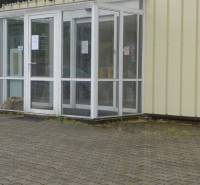 Entrance glazed section to the building of warehouses and halls in Bratislava - Rača.