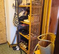 The entrance hall of a one-room apartment with a clothes rack and storage space.