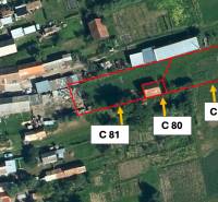 Aerial view of plots registered in Štrkovec designated for house construction.