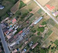 Aerial view of house construction in Štrkovec with surrounding fields and roads.
