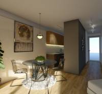Interior of a 4-room apartment with a dining area, painting, and plants.