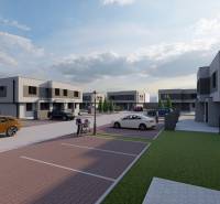 A street with new houses on Triblavinska in Chorvátsky Grob, parking and people outdoors.