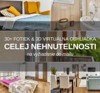 Bedroom with a bed and colorful pillows in a 3-room apartment. Virtual tour available.