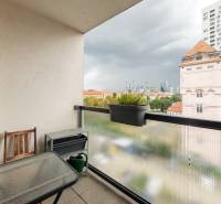 The balcony of a one-room apartment on Miletičova Street in Bratislava - Ružinov with a view.