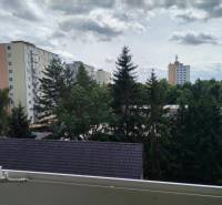 A view of the housing estate with apartment buildings and greenery in Martin on Kozmonautov Street.