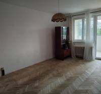 Living room in a two-room apartment with wooden flooring and access to a balcony.