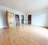 A spacious room with wooden flooring and multiple doors in a 3-room apartment.