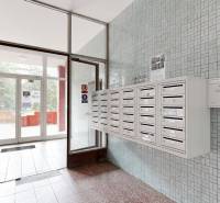 Entrance hall with mailboxes in an apartment building on Blagoevova Street in Bratislava.