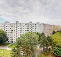 Two-room apartment on Blagoevova Street in Bratislava - Petržalka, with a panorama of residential buildings and greenery.