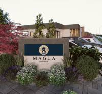 Magla Residence in Dunajská Streda on Vrakúň Street with the exterior of a family house.