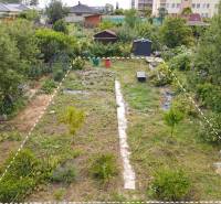 Garden on Jilemnického Street in Nová Dubnica with a grassy area and fruit trees.