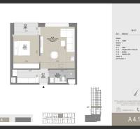 Floor plan of a 2-room apartment with a loggia, living room, and kitchen on Panónska Street.