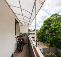 A balcony with bicycles in a 2-room apartment on Agátová Street in Rovinka.