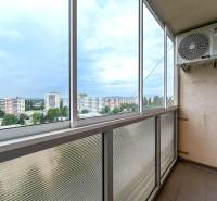 Enclosed balcony with a view of the housing estate in Košice, Nad jazerom district.
