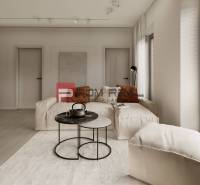 A bright living space in a 3-room apartment with a comfortable sofa and a coffee table.