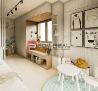 Children's room in a 4-room apartment with a bed, decorations, and a play corner.