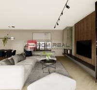 Living room in a 4-room apartment with a comfortable sofa and a dining table.