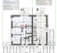 Floor plan of a 3-room apartment in Dubová near the Chapel with parking spaces and a terrace.