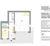 Floor plan of a family house with a garage and rooms on Sliačska Street in Bratislava.