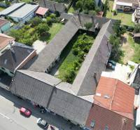 An interesting area with roofs and greenery on Hviezdoslav Street in Nové Mesto nad Váhom.