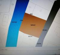 The map shows a plot of land by the creek suitable for living on Krajné Street.
