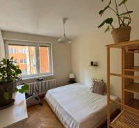 A bright bedroom with greenery and an exercise machine in a 4-room apartment.
