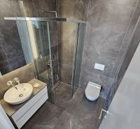 Bathroom of the Holiday Apartment with a spacious shower and modern amenities.