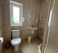 Bathroom in commercial premises with sanitary facilities, shower, and window for natural light.