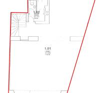 Floor plan of commercial premises with a toilet, area of 71.80 m², in Bratislava - Old Town.