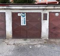 Older brown garage for sale on Považská Street in Košice, Západ district.