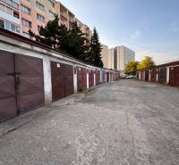 Garages on Považská Street in Košice - the West district with apartment buildings.