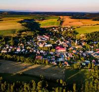 Aerial view of the village Dolná Strehová surrounded by nature and fields.