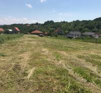 Plots - housing in Trenčianske Jastrabie, mowed meadow surrounded by houses and greenery.