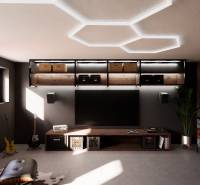 Commercial premises with musical instruments, TV, and modern lighting.