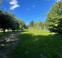 A garden at a family house in Veľké Blahovo with a lawn and fruit trees.