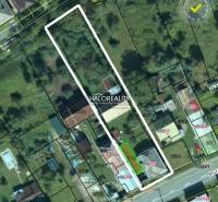 Cadastral map of family houses in Tisovec. Parcels and plot numbers are displayed.