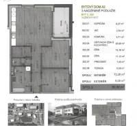 Floor plan of a 3-room apartment on a floor with an area of 72.28 m², terrace 8.08 m².